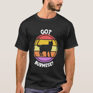 Burmese Cat Retro Sunset Vintage 80s Aesthetic Des T-Shirt