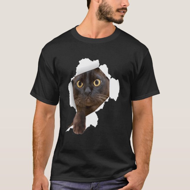 Burmese Cats Torn Cloth Kitten T-Shirt (Front)
