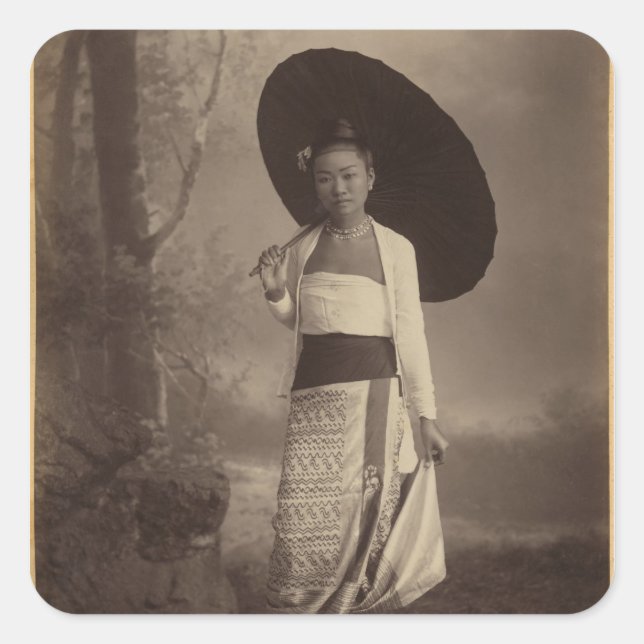 Burmese lady square sticker (Front)