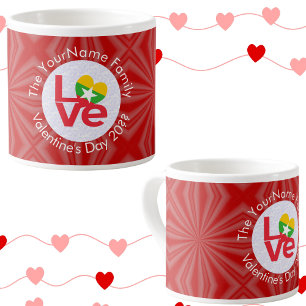 Burmese Myanmar Flag Heart LOVE Red Personalised Espresso Cup