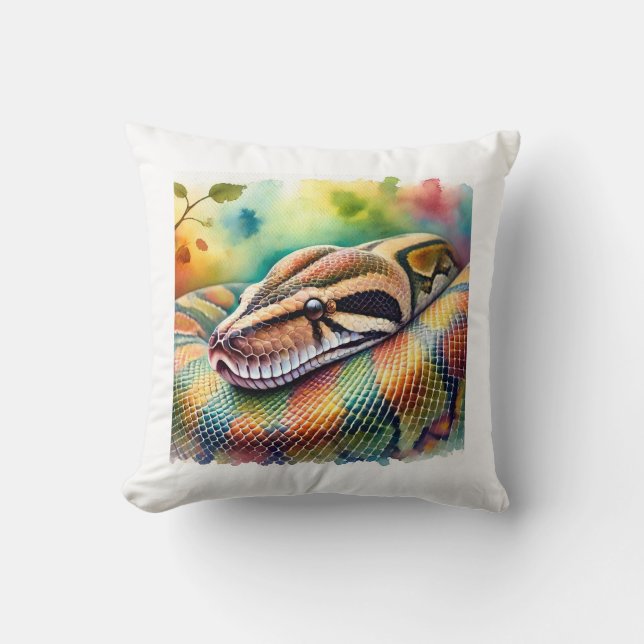 Burmese Python in Watercolor 140624AREF108 - Water Cushion (Front)