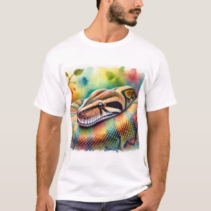 Burmese Python in Watercolor 140624AREF108 - Water T-Shirt