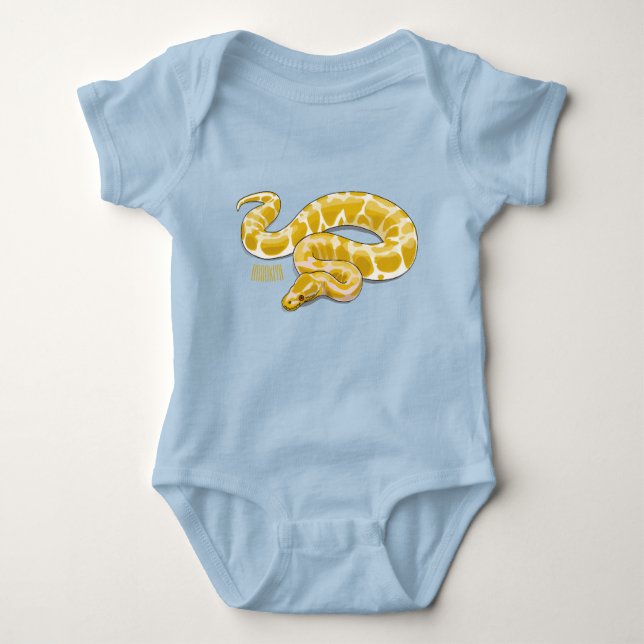 Burmese python snake cartoon illustration baby bodysuit (Front)