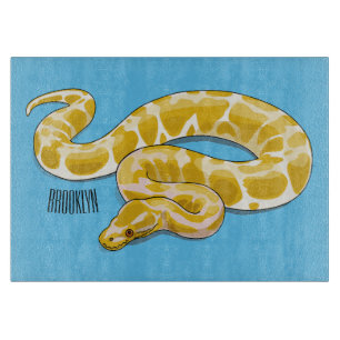 Burmese python snake cartoon illustration cutting board