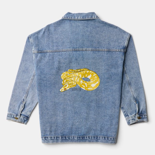 Burmese python snake cartoon illustration  denim jacket (Back)