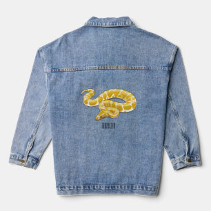 Burmese python snake cartoon illustration denim jacket