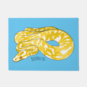 Burmese python snake cartoon illustration doormat