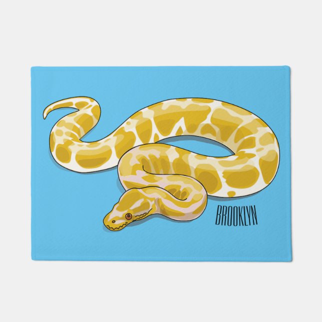 Burmese python snake cartoon illustration doormat (Front)