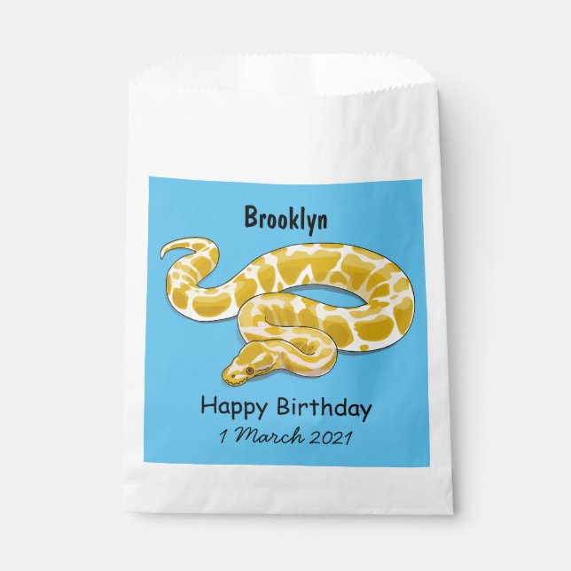 Burmese python snake cartoon illustration favour bags (Front)