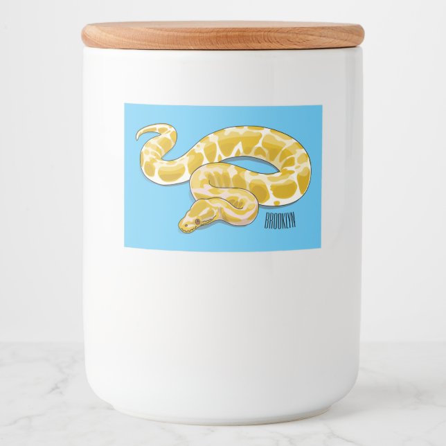 Burmese python snake cartoon illustration food label (Front)