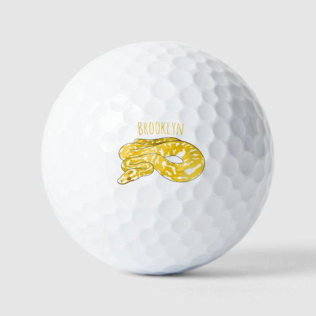 Burmese python snake cartoon illustration golf balls (Front)