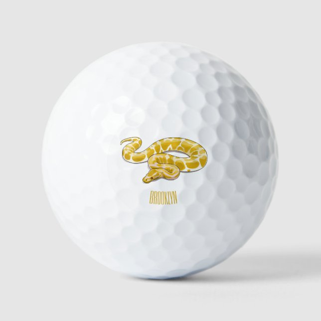 Burmese python snake cartoon illustration golf balls (Front)