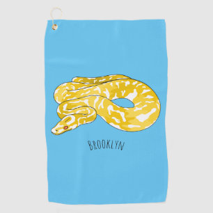 Burmese python snake cartoon illustration golf towel