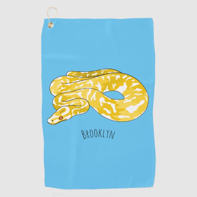 Burmese python snake cartoon illustration  golf towel (Front)