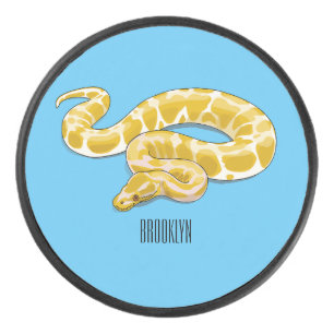 Burmese python snake cartoon illustration hockey puck