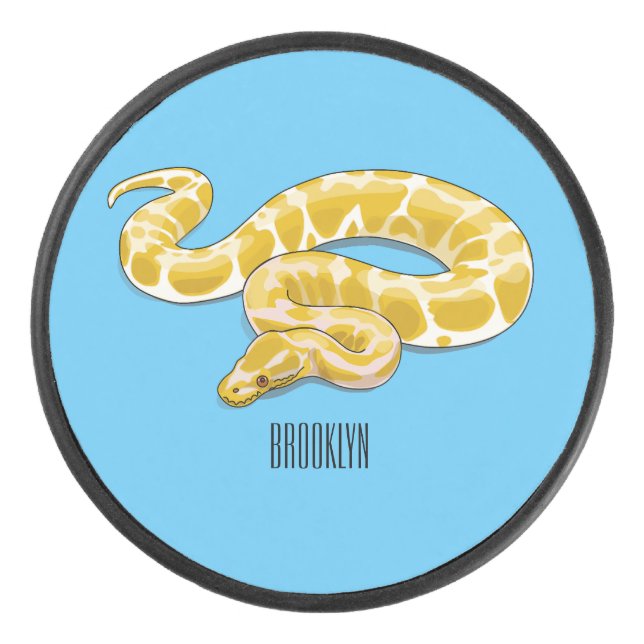 Burmese python snake cartoon illustration hockey puck (Front)