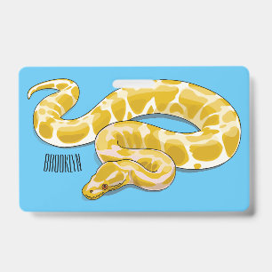 Burmese python snake cartoon illustration ID badge