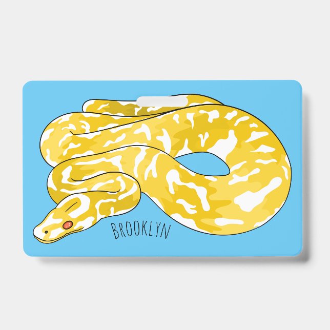 Burmese python snake cartoon illustration  ID badge (Front)