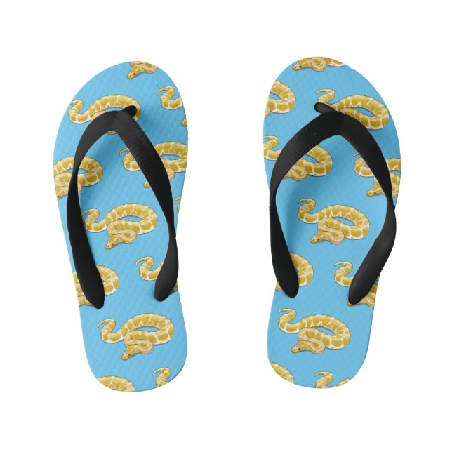 Burmese python snake cartoon illustration kid's jandals (Footbed)