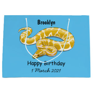Burmese python snake cartoon illustration large gift bag