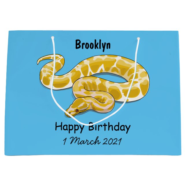 Burmese python snake cartoon illustration large gift bag (Front)