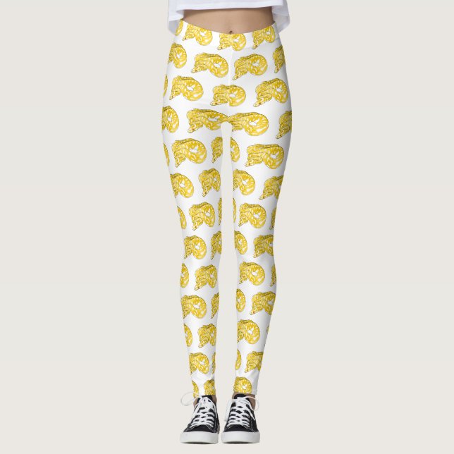 Burmese python snake cartoon illustration leggings (Front)
