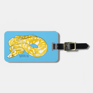 Burmese python snake cartoon illustration luggage tag