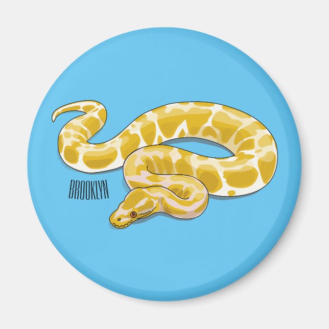 Burmese python snake cartoon illustration magnet (Front)