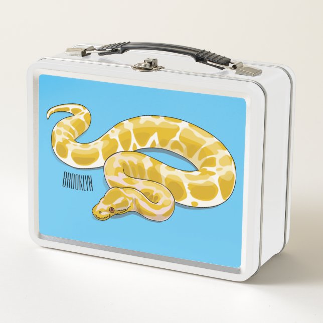 Burmese python snake cartoon illustration metal lunch box (Front)