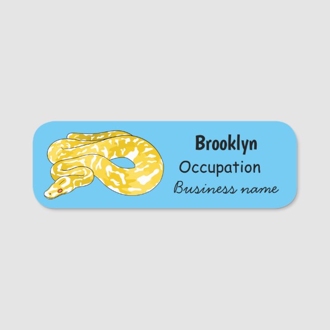 Burmese python snake cartoon illustration  name tag (Front)