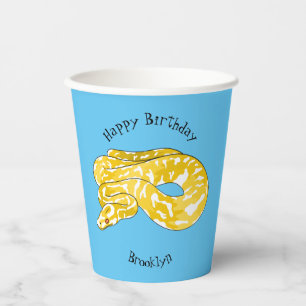 Burmese python snake cartoon illustration paper cups