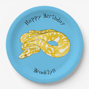 Burmese python snake cartoon illustration  paper plate
