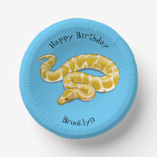 Burmese python snake cartoon illustration paper plate