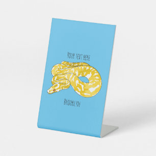 Burmese python snake cartoon illustration pedestal sign