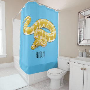 Burmese python snake cartoon illustration shower curtain
