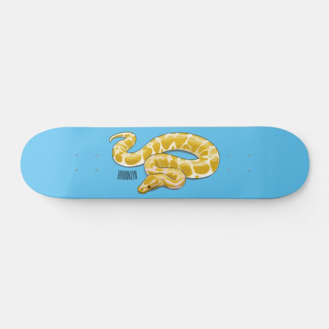 Burmese python snake cartoon illustration skateboard (Horz)