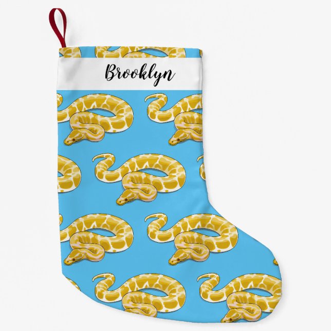 Burmese python snake cartoon illustration small christmas stocking (Front)