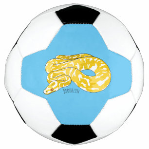 Burmese python snake cartoon illustration soccer ball
