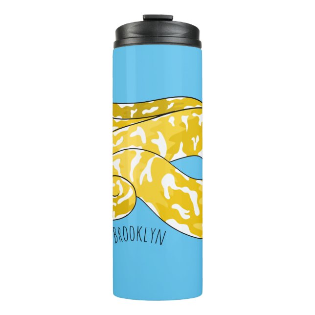 Burmese python snake cartoon illustration  thermal tumbler (Front)