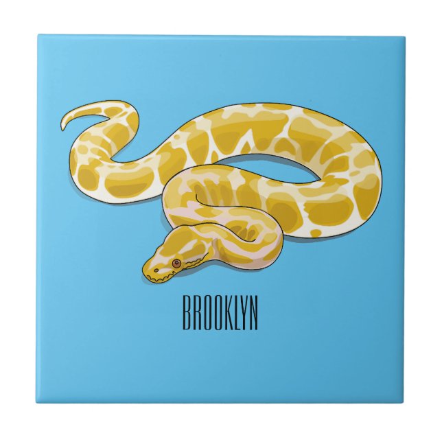 Burmese python snake cartoon illustration tile (Front)