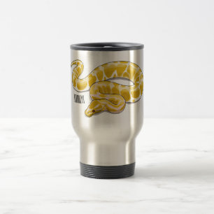 Burmese python snake cartoon illustration travel mug
