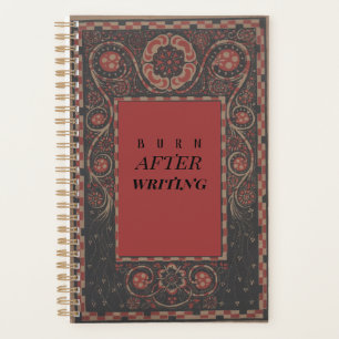 Burn after writing vintage funny planner