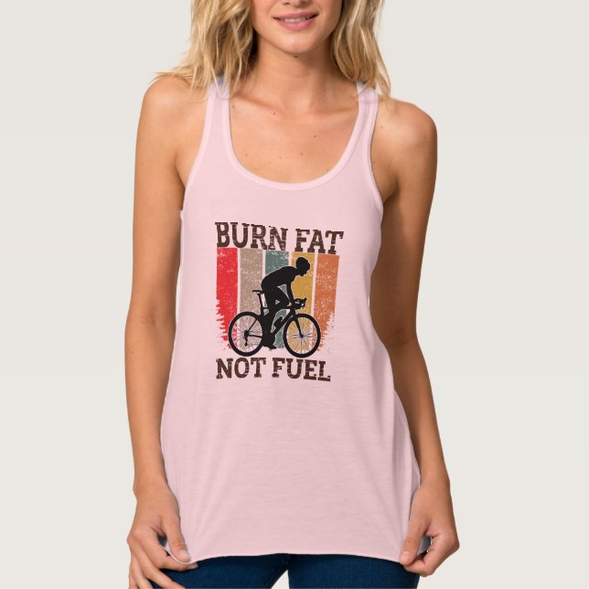 Burn Fat Not Oil Funny Bicycle Design Singlet (Front)
