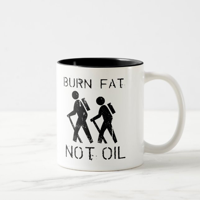 Burn Fat. Not Oil. Walk. Two-Tone Coffee Mug (Right)