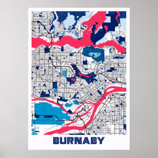 Burnaby - Canada MilkTea City Map Poster