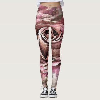 Burned Coral and Desert Mist Artistic Rose Leggings