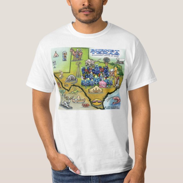 Burnet TEXAS Map T-Shirt (Front)