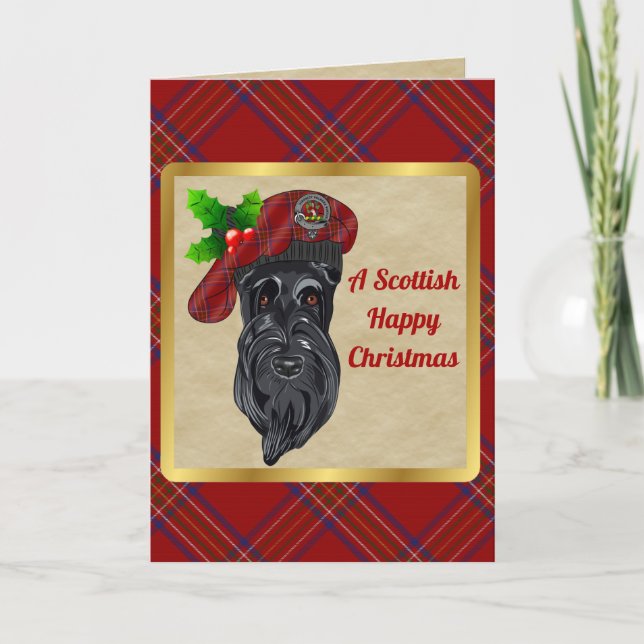 Burnett Badge & Tartan Personalised Xmas Card (Front)