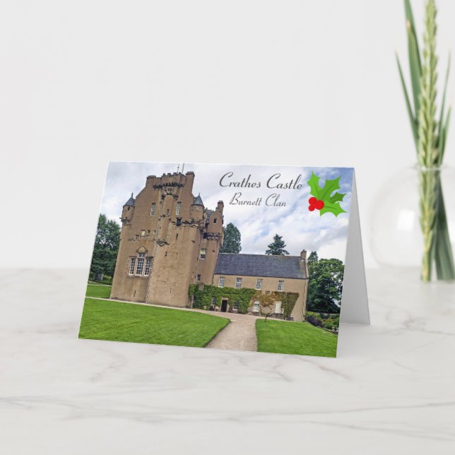 Burnett Clan's Crathes Castle Holly Christmas Card (Front)