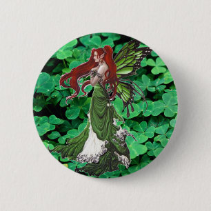 Burnett fairy shamrocks 6 cm round badge